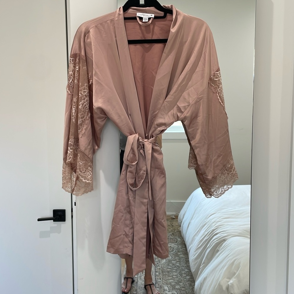 Dusty Pink Silk Robe - size XS-S, perfect for bachelorette or bride